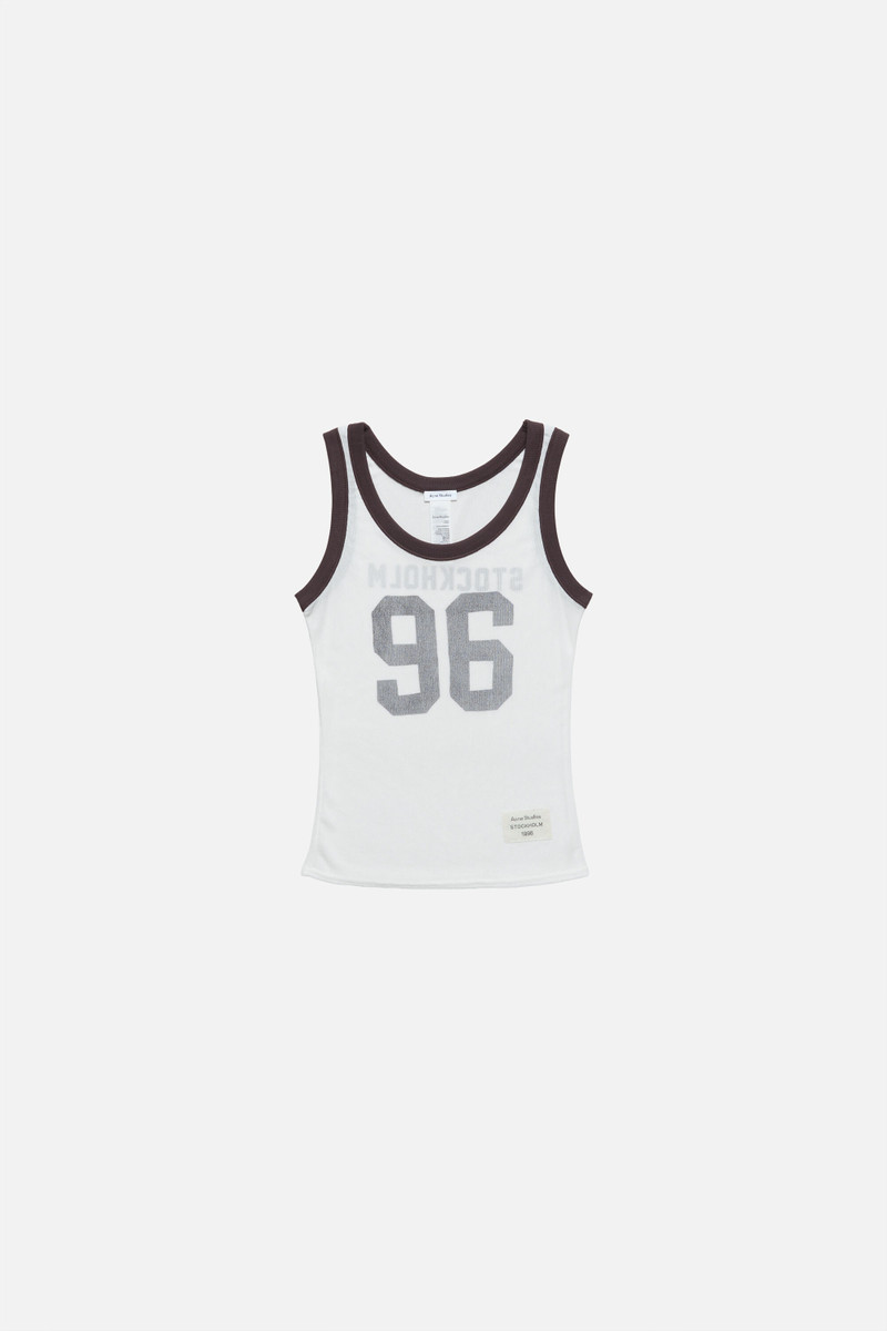 Sheer logo tank top - Brown/white 5