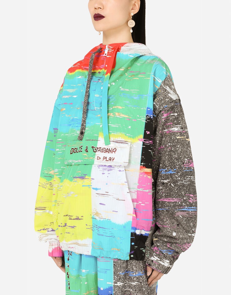 Nylon windbreaker with multi-colored glitch print - 4