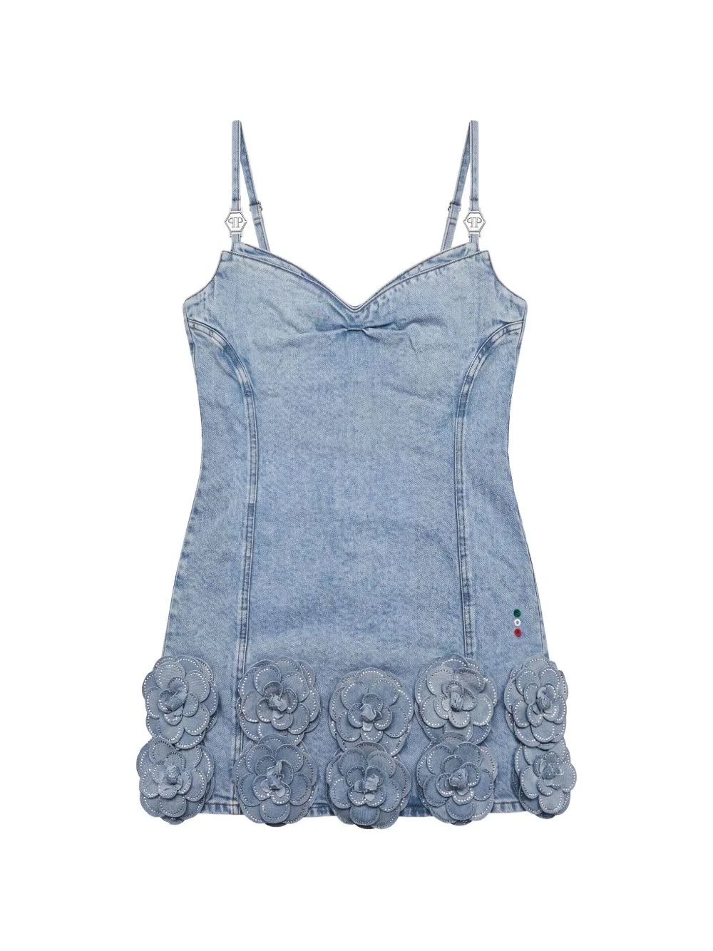 denim mini dress roses strass - 1