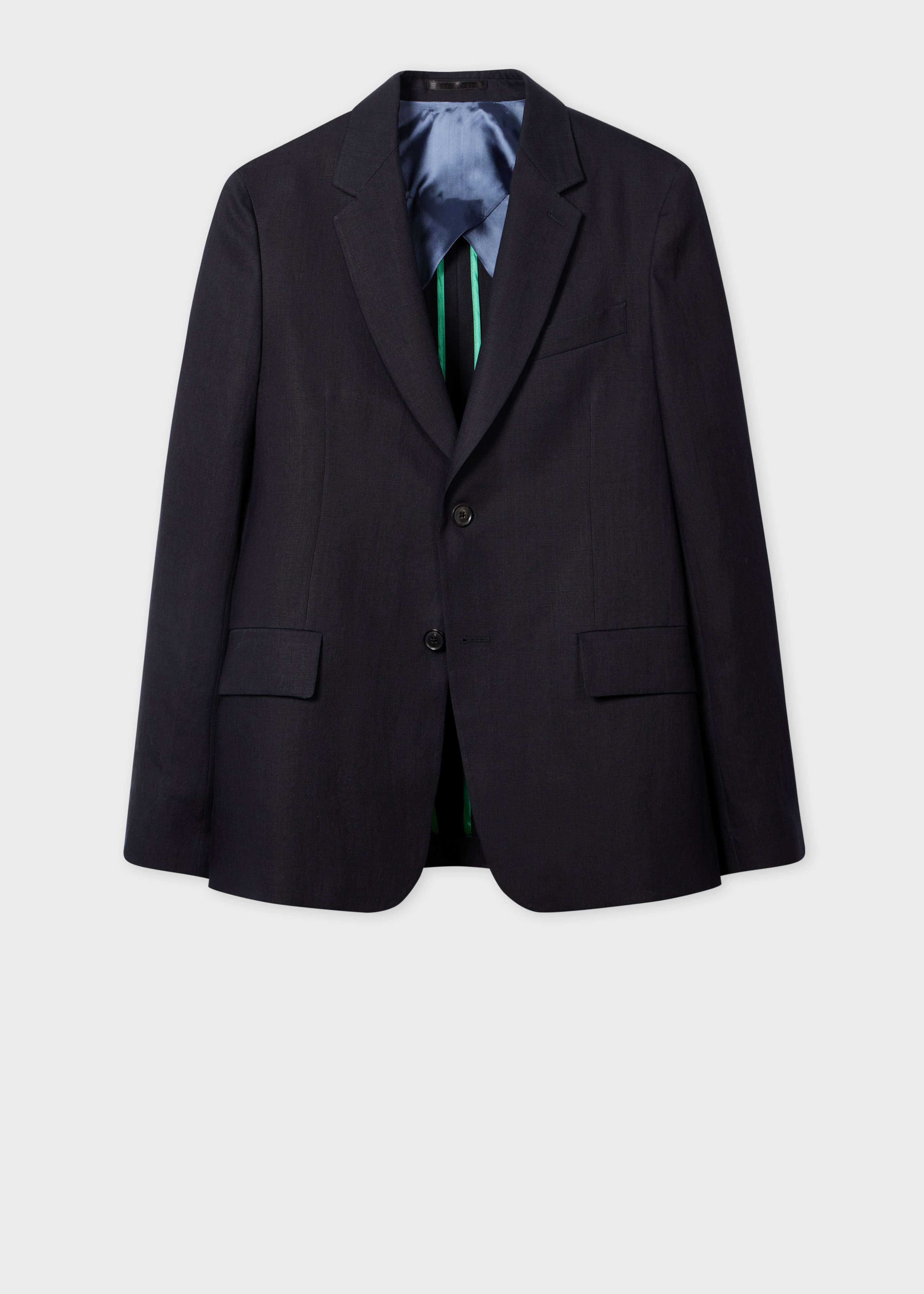 Dark Navy Linen Buggy-Lined Blazer - 1