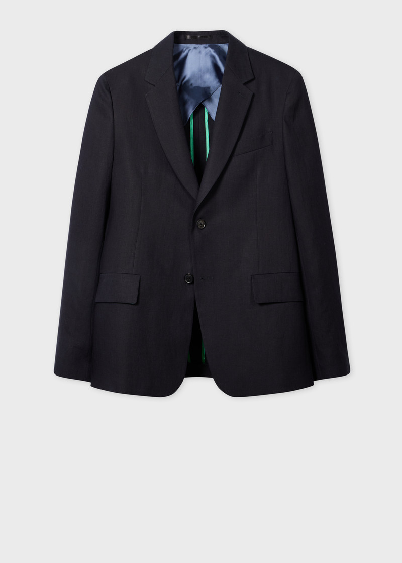 Dark Navy Linen Buggy-Lined Blazer 1