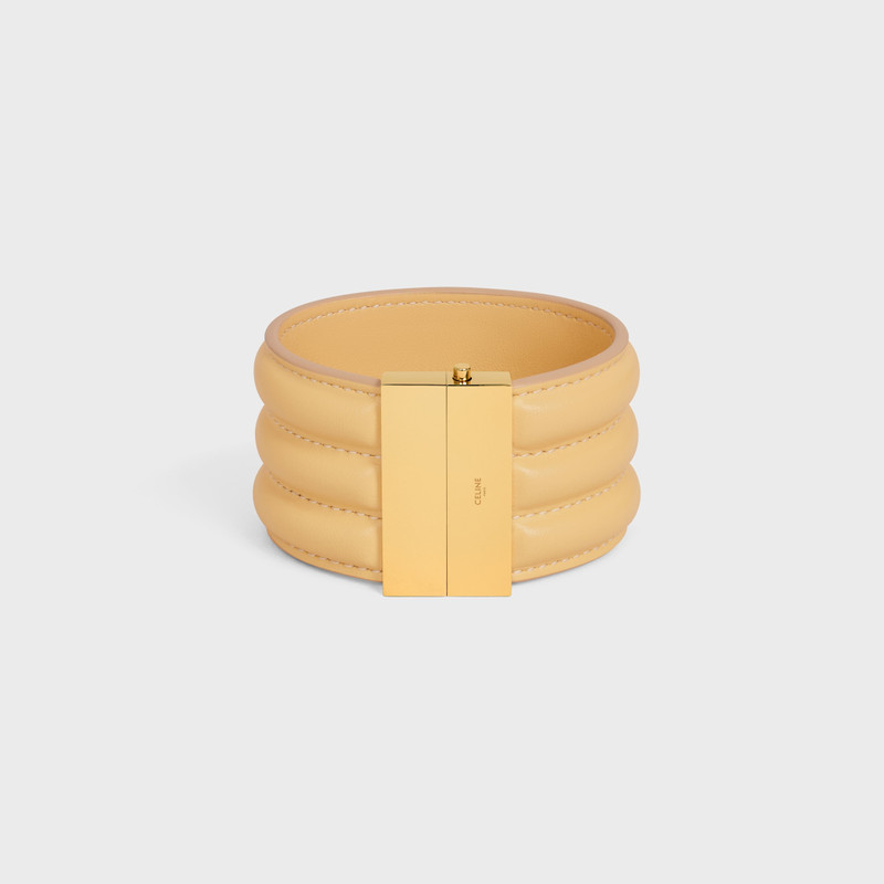 Les Cuirs Celine Large Bracelet in Calfskin and Brass with Gold Finish 1