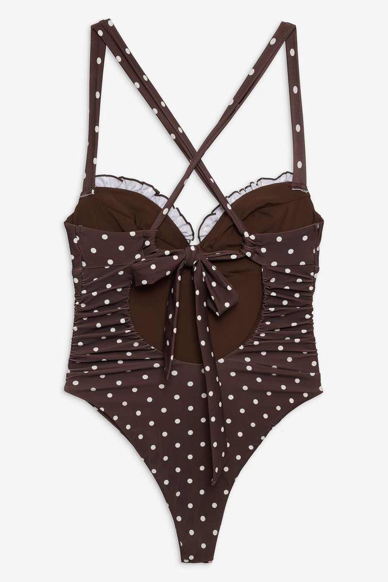 For Love & Lemons Chocolate Dot One Piece Swimsuit outlook