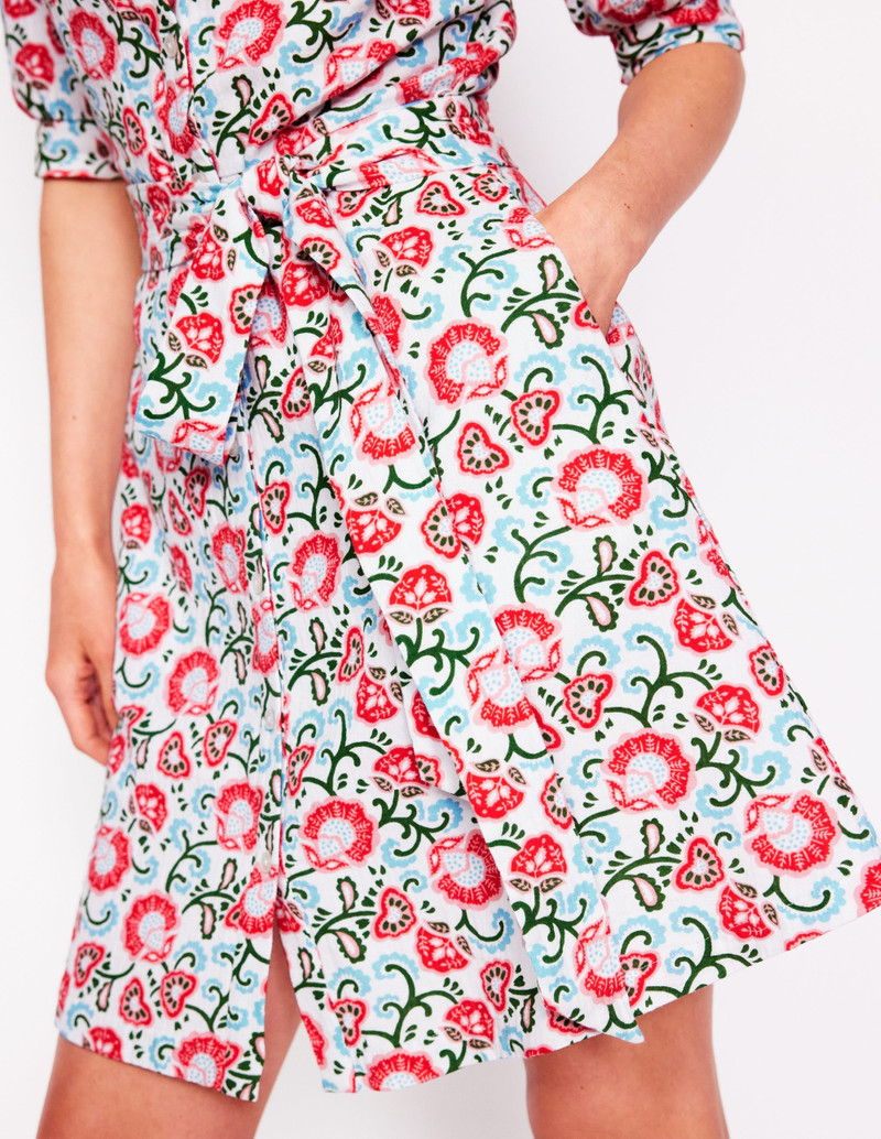 Ada Double Cloth Short Dress-Ivory, Garden Vine 3