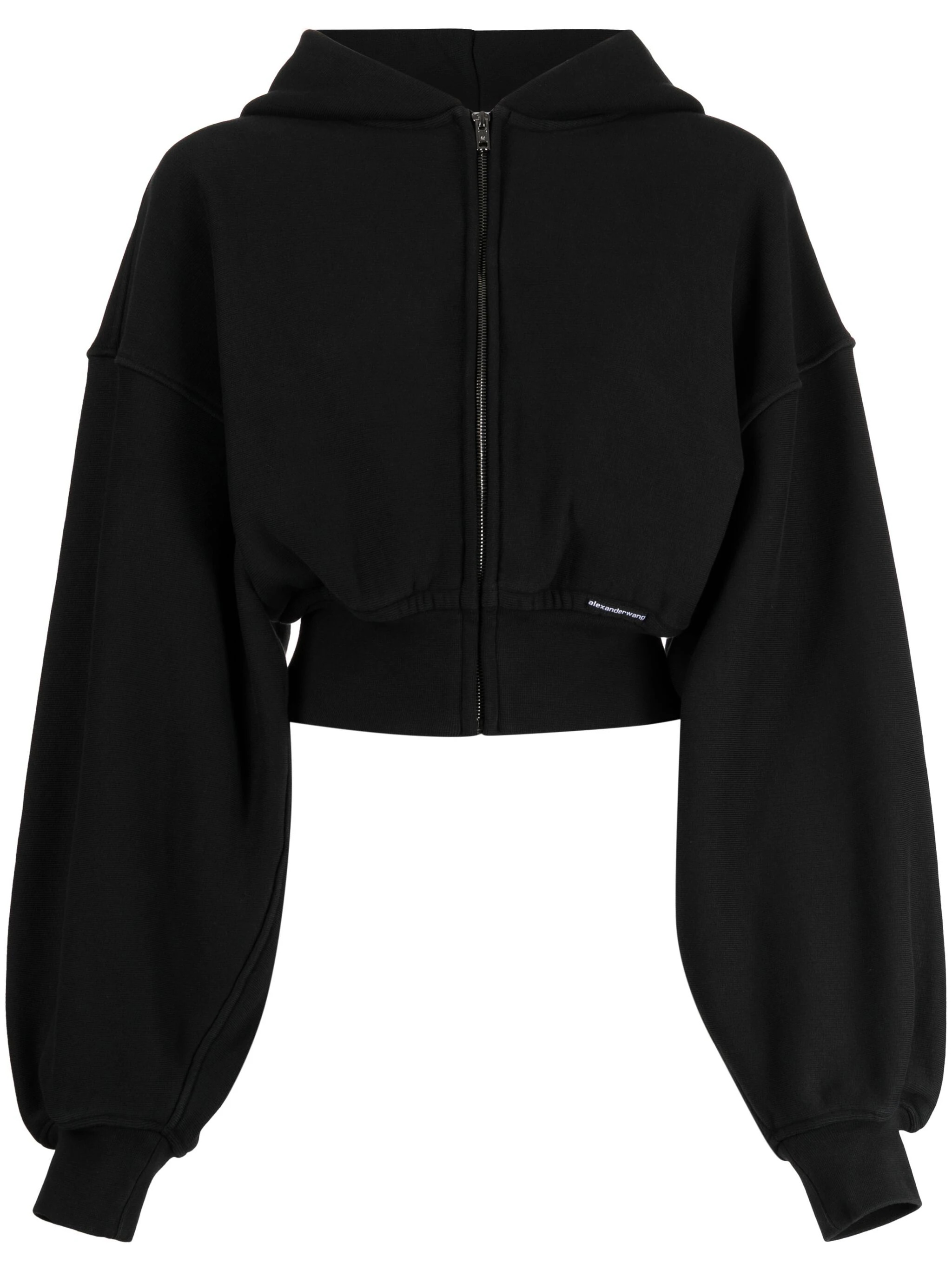 T BY ALEXANDER WANG - Women Branded Seam Label Cropped Zip Up Hoodie - 5