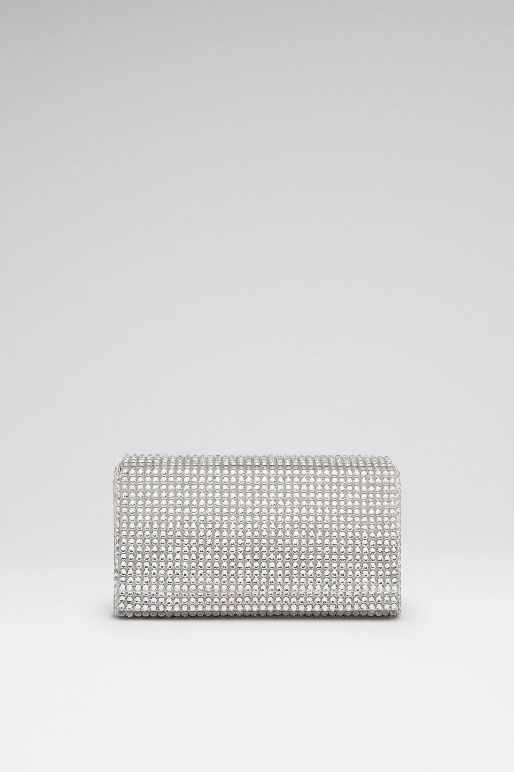 PALOMA MINI CLUTCH SILVER SATIN AND WHITE CRYSTALS - 1