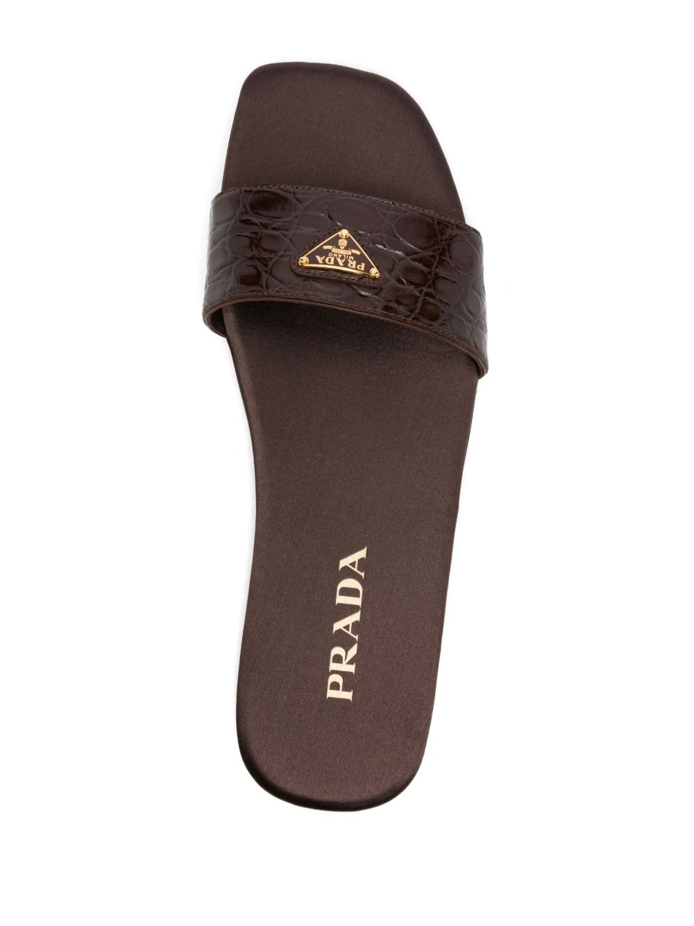 triangle-logo embossed-crocodile slides - 4