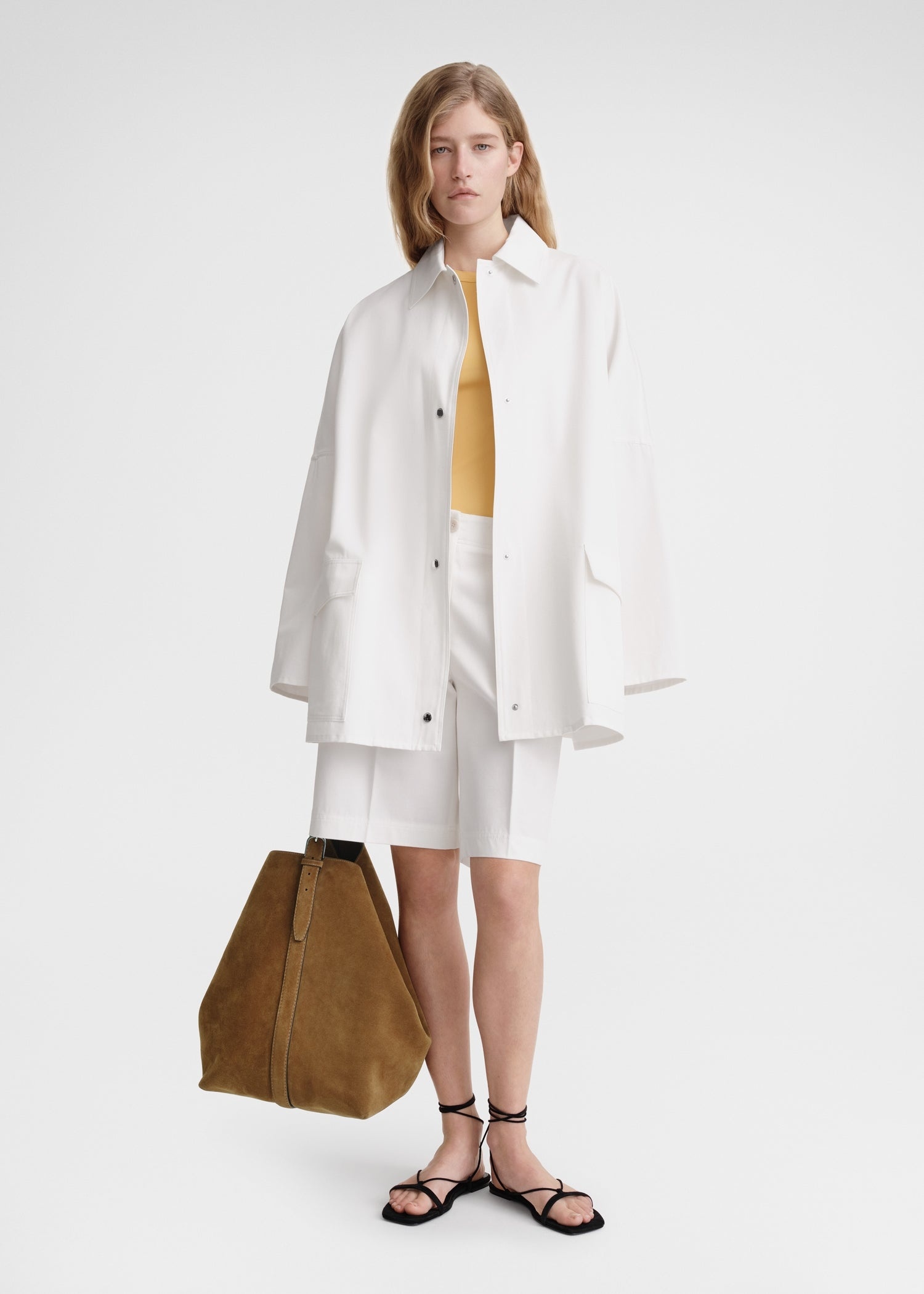 Cotton twill overshirt jacket white - 2
