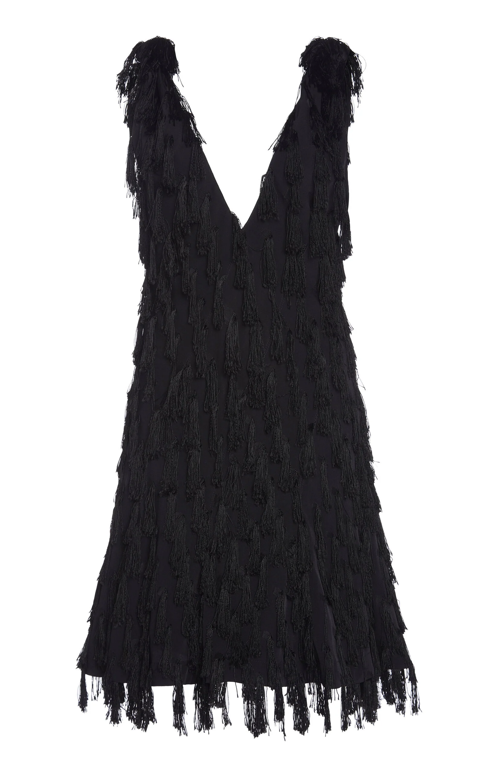 Fringed Fil Coupe Crepe Mini Dress black - 1
