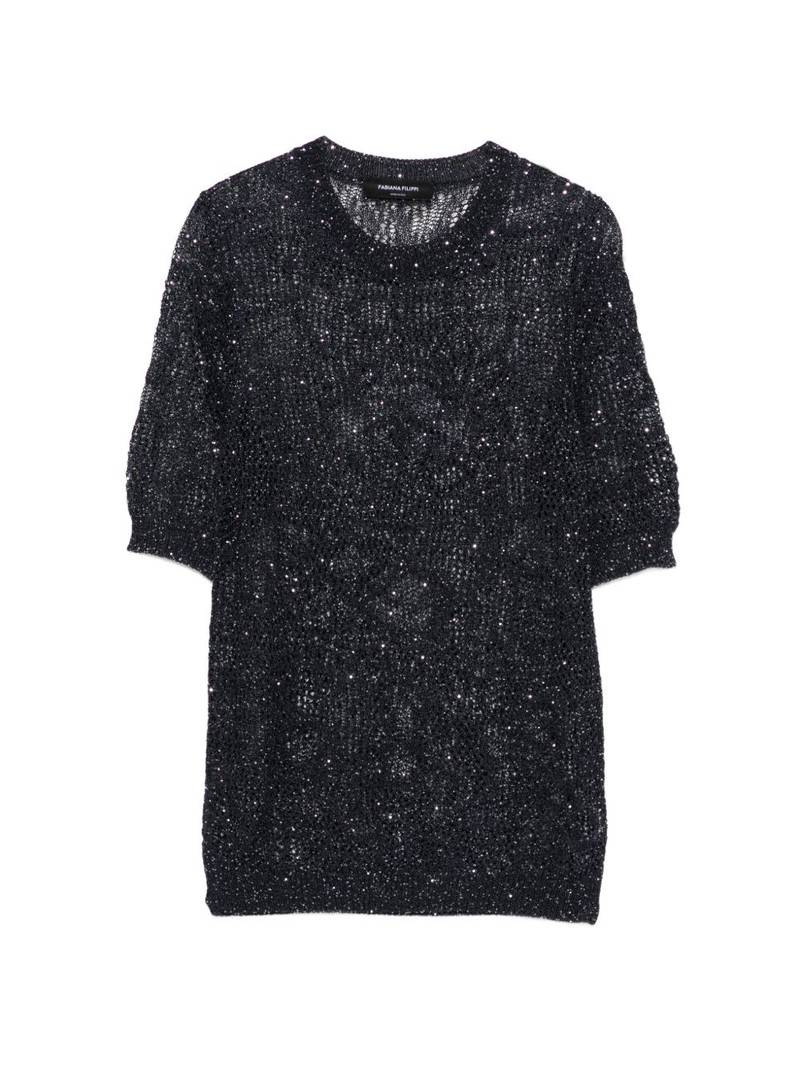 open-knit sparkle T-shirt 1