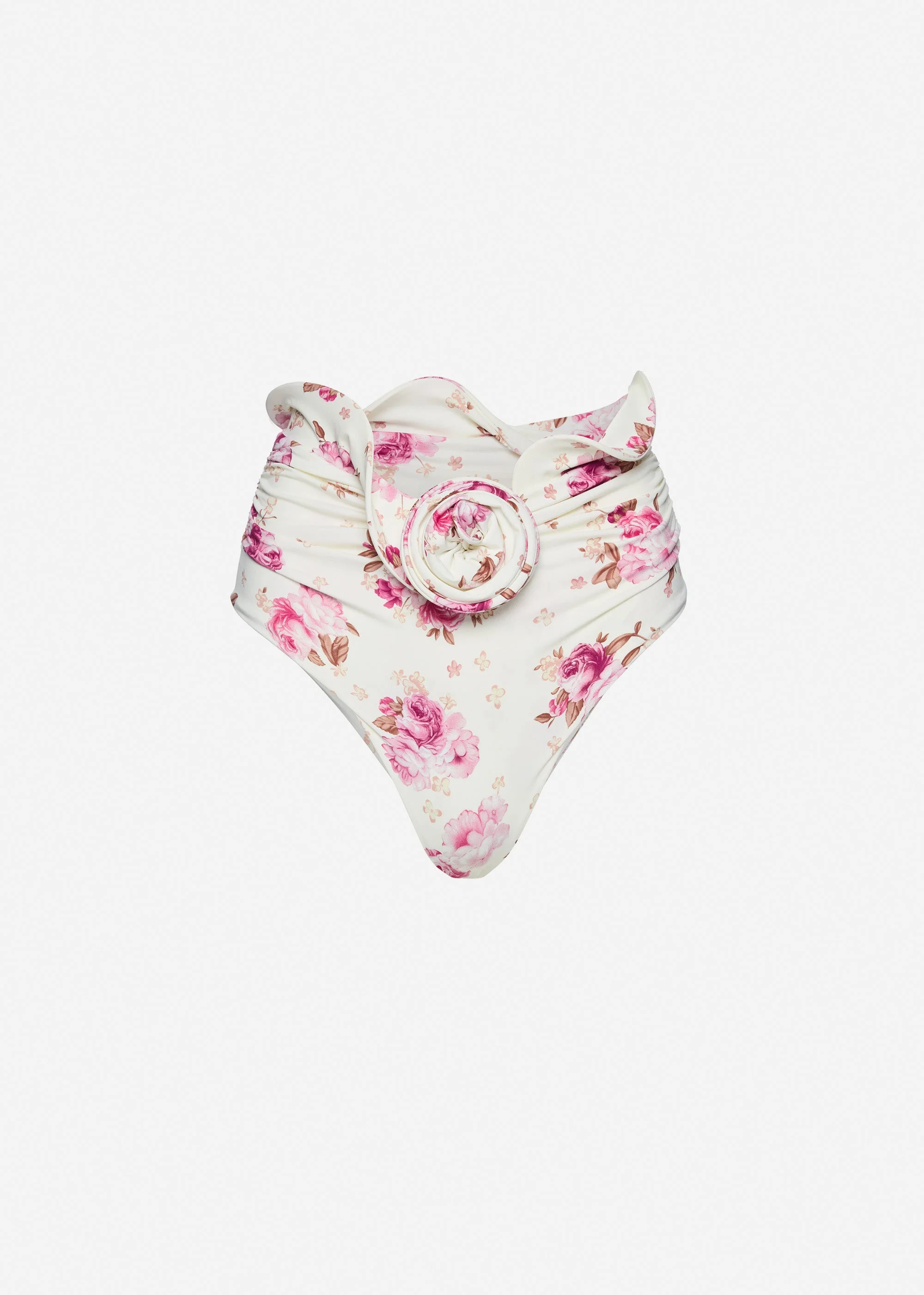 Sculpted waist swim bottom in cream floral print - 1