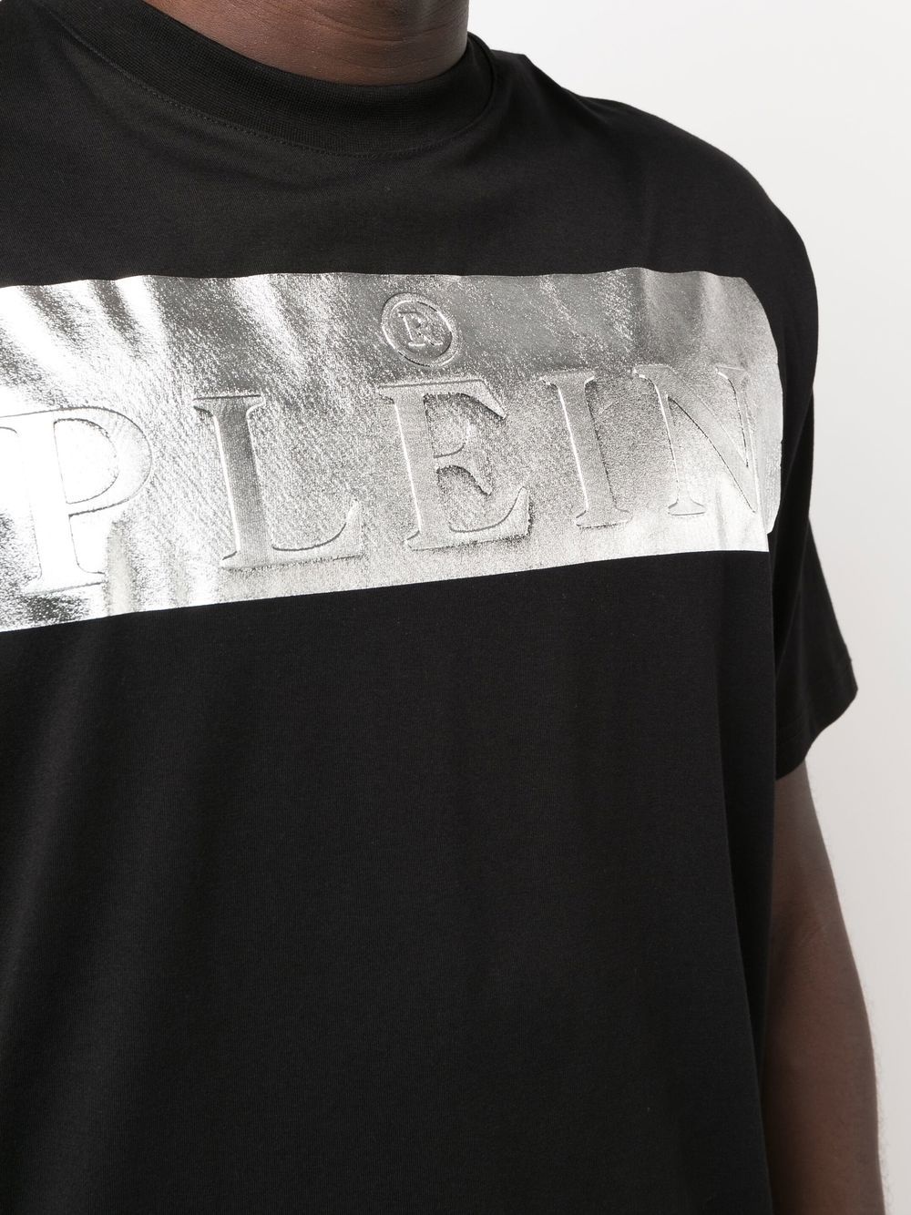 metallic-detail logo T-shirt - 5