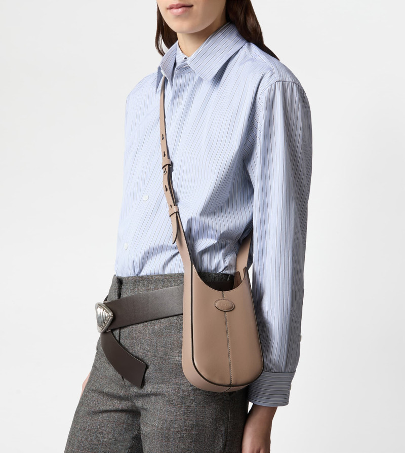 MICRO HOBO DI BAG IN LEATHER - BEIGE 5