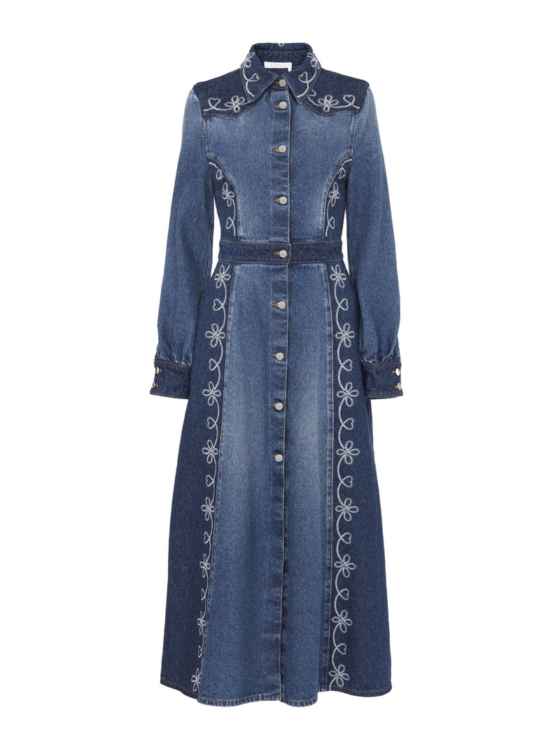 EMBROIDERED DENIM SHIRT DRESS 1