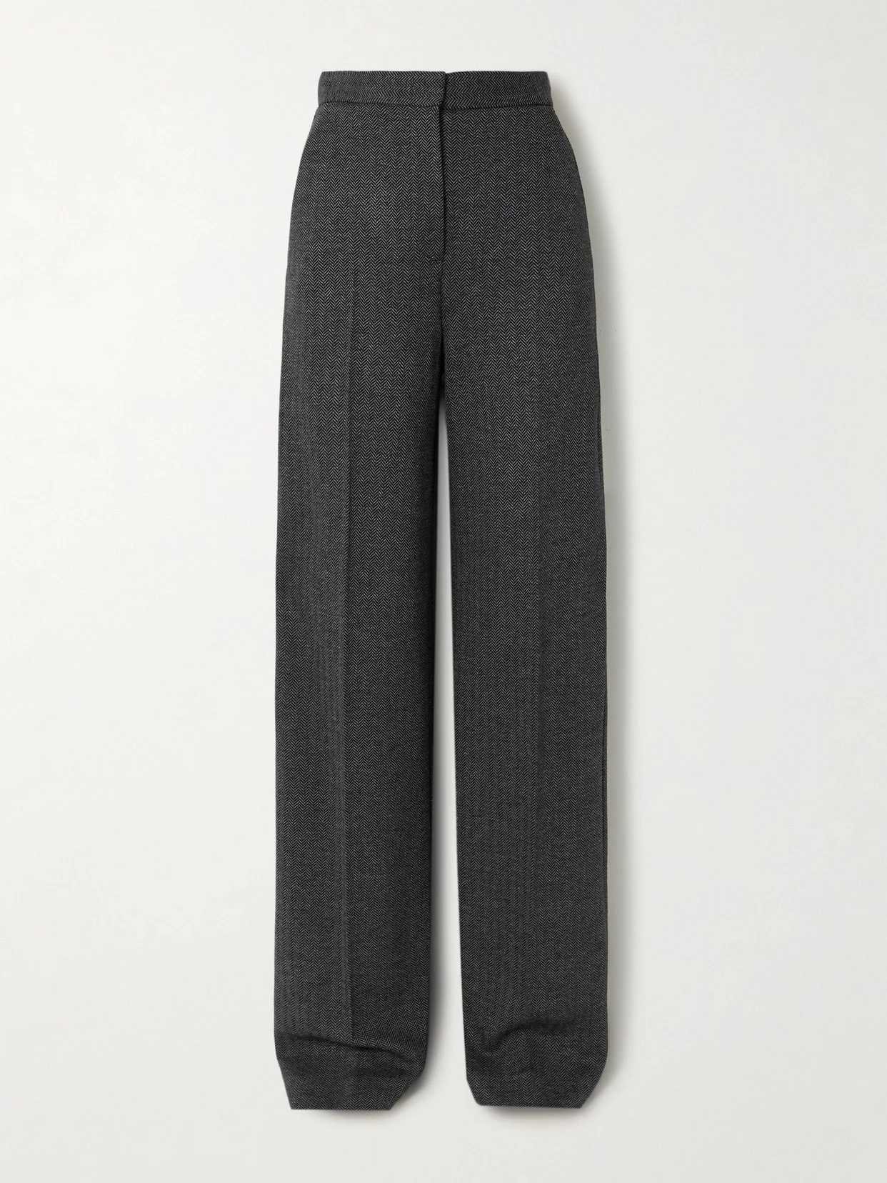 Pleated Herringbone Wool-blend Wide-leg Pants - 1