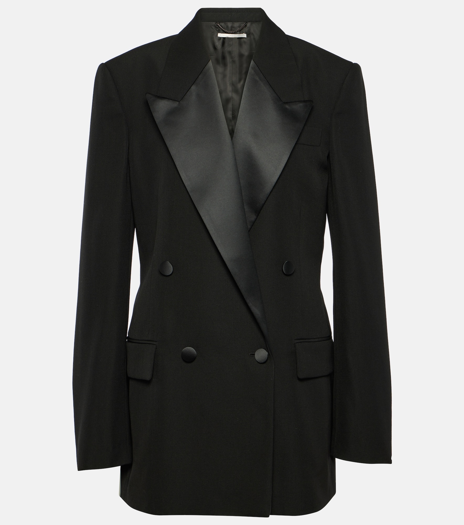 Double-breasted wool tuxedo jacket - 1