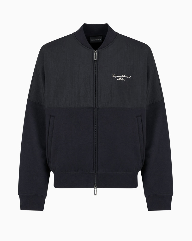 ZIP-UP SWEATSHIRT IN NYLON AND FRENCH TERRY JERSEY WITH LOGO EMBROIDERY 1