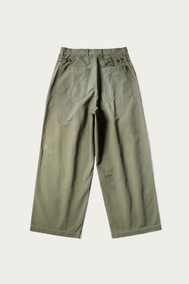 Kapital Herringbone FATIGUE Baggy Pants - Khaki outlook