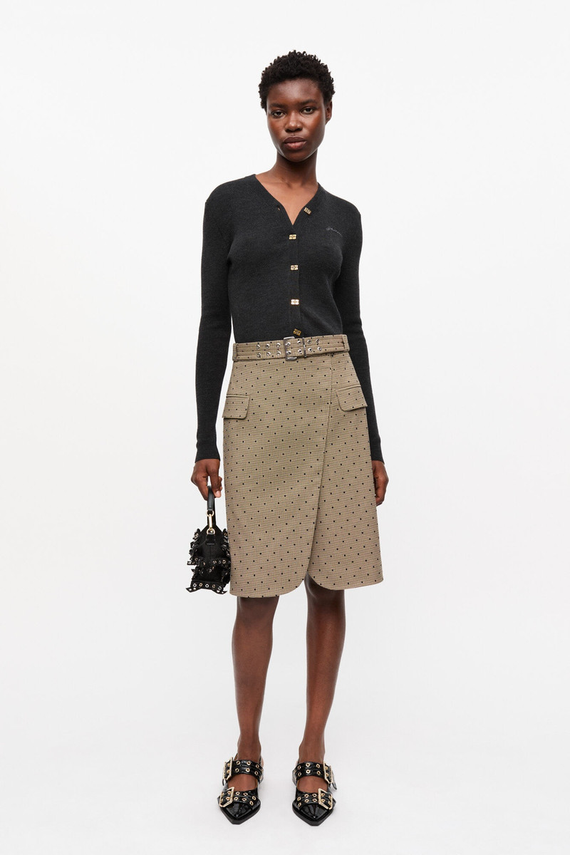 GANNI FLOCK CHECK SUITING SKIRT outlook