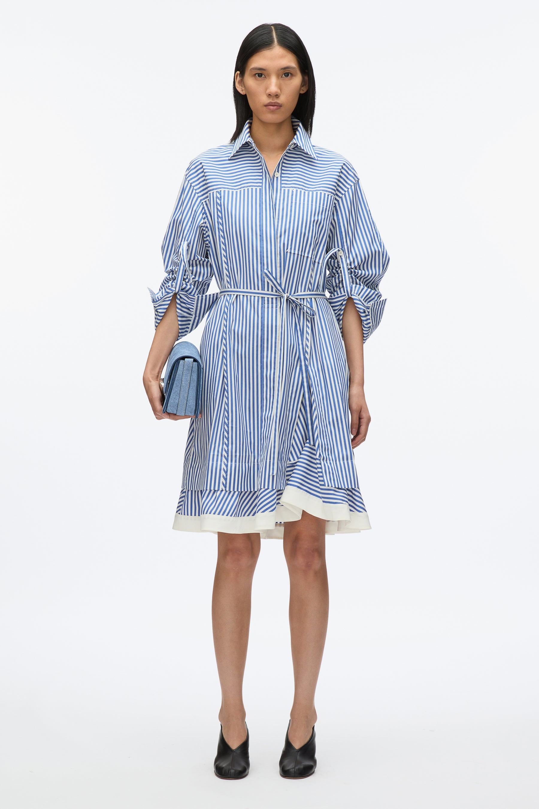Stripe Shirt with Cascade Sleeves - 1