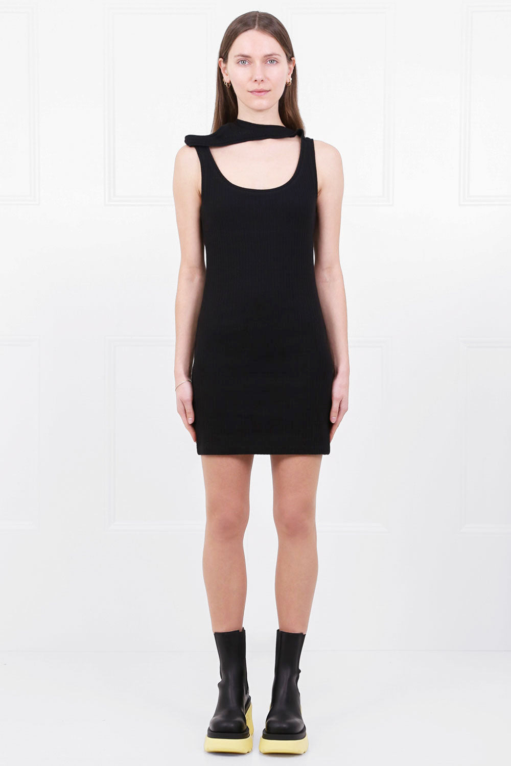 THREE COLLAR MINI DRESS S/LESS BLACK - 2