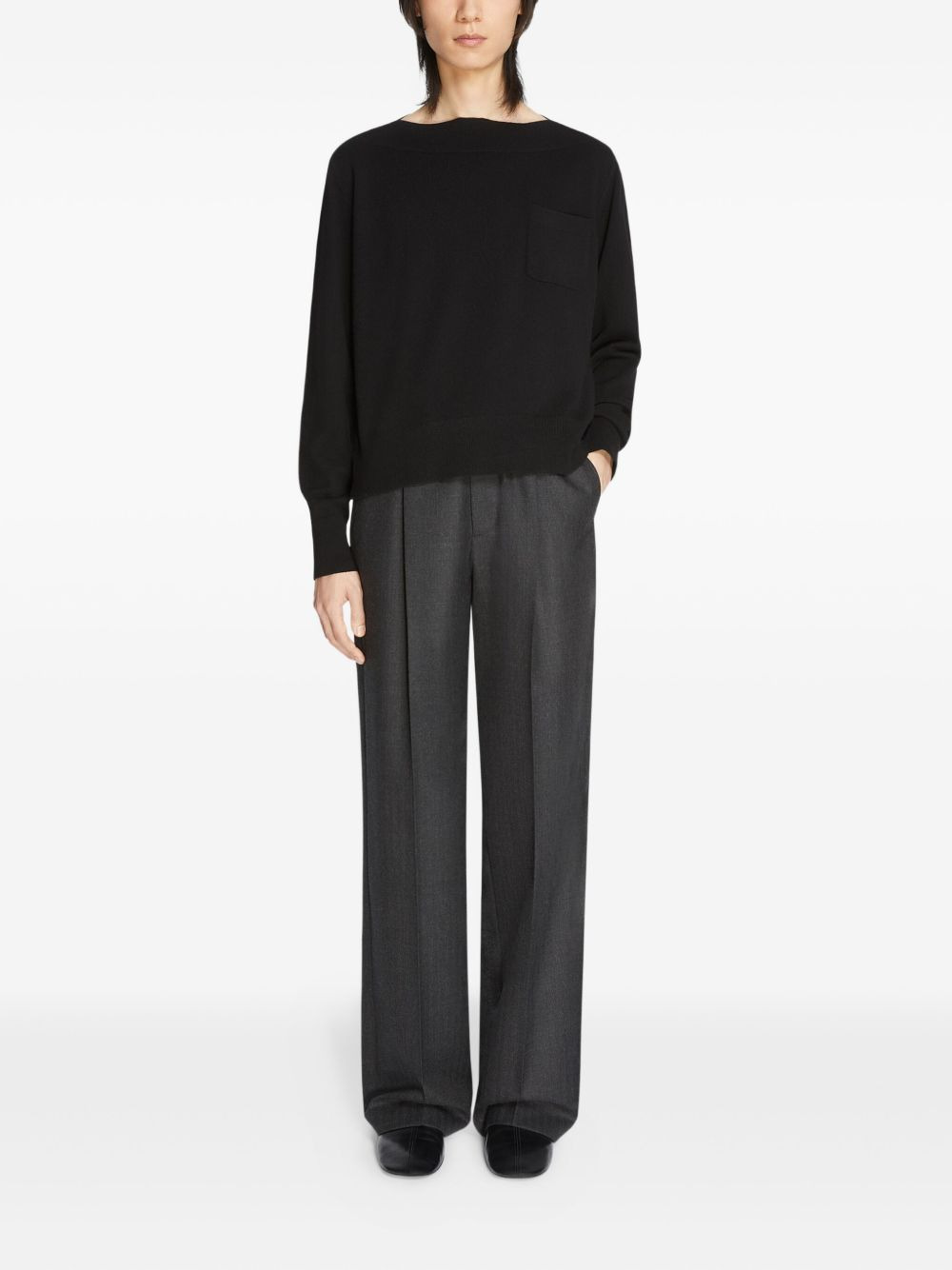 wool straight-leg trousers - 2