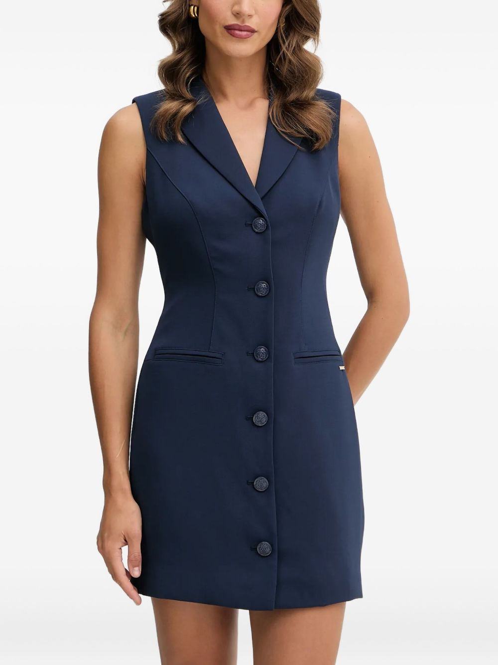 sleeveless button-front mini dress - 1