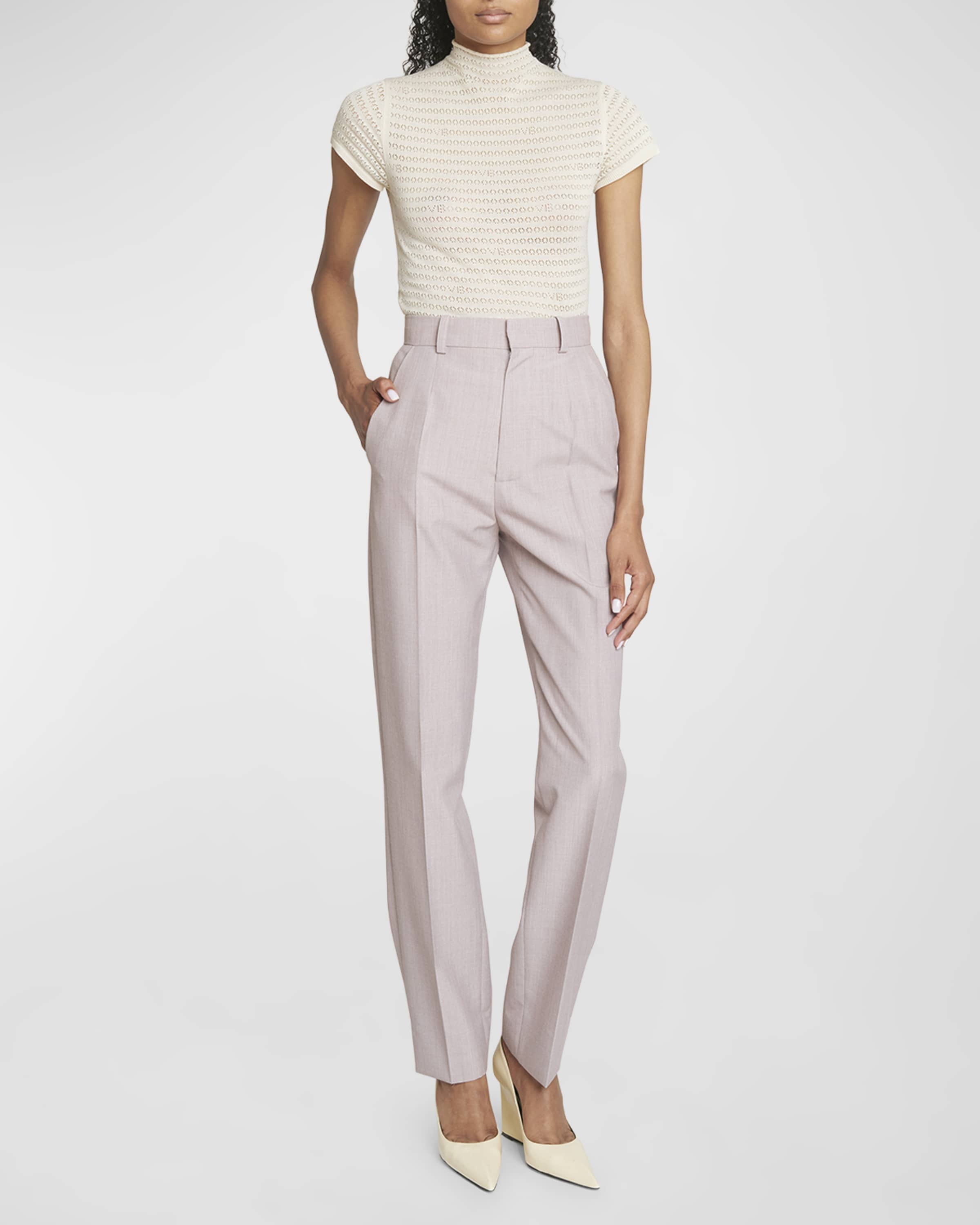 Wool-Blend High Waisted Trousers - 5