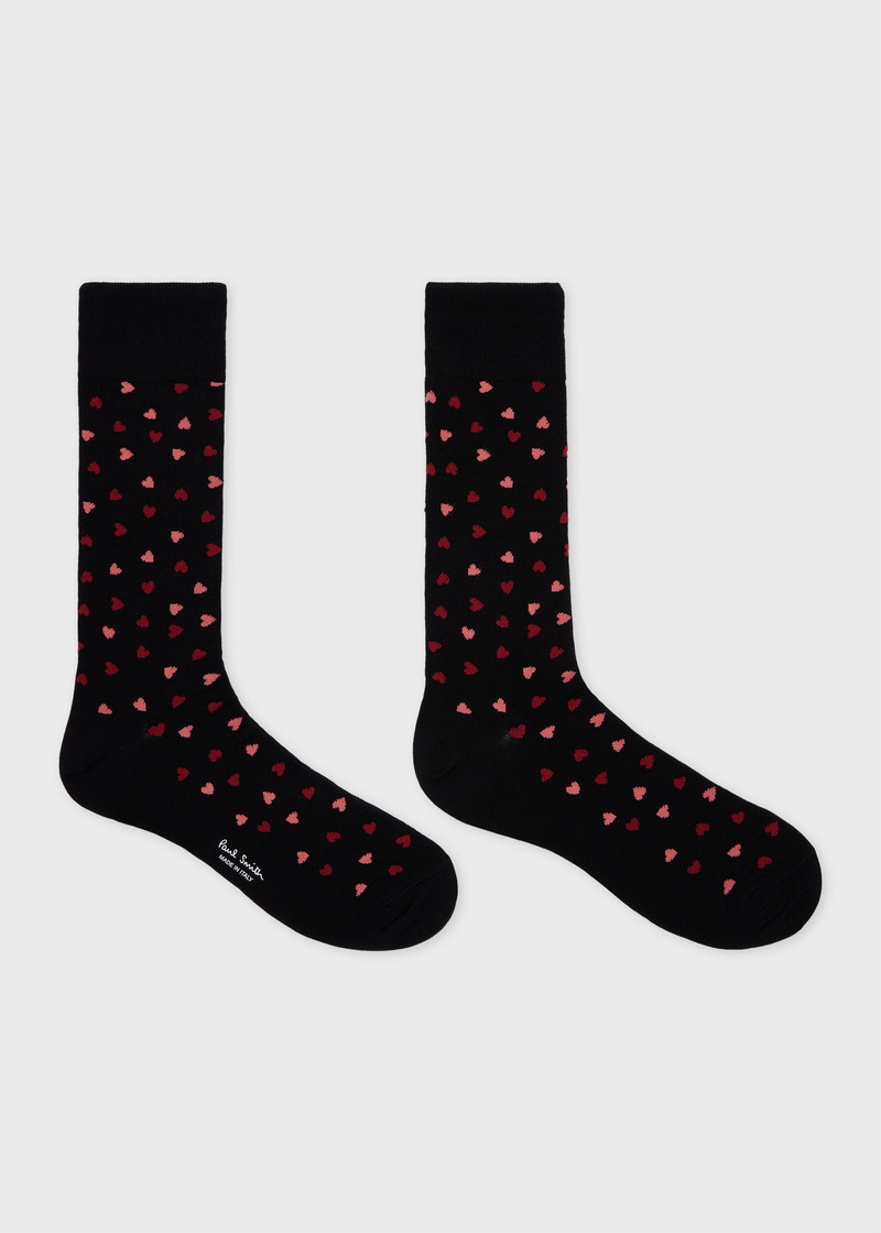 Paul Smith Black Cotton-Blend Heart Socks outlook