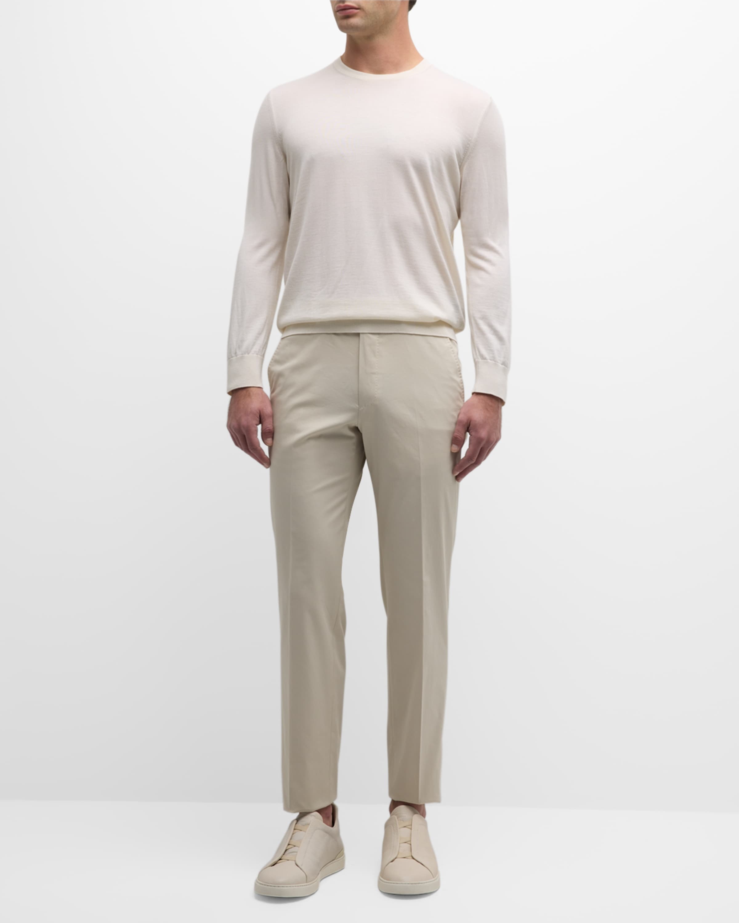 Men's Flat-Front Stretch Cotton Pants - 5