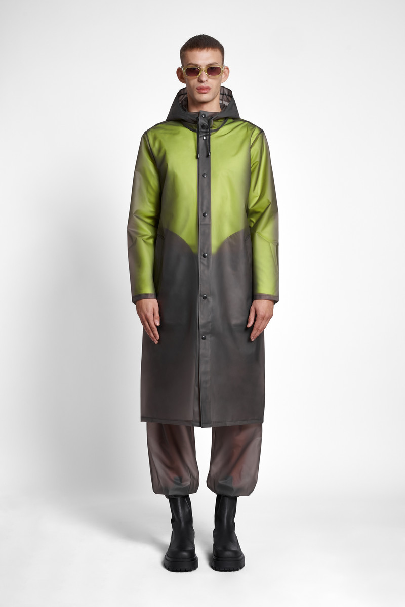 Stutterheim Stockholm Long Print Raincoat Smoke outlook