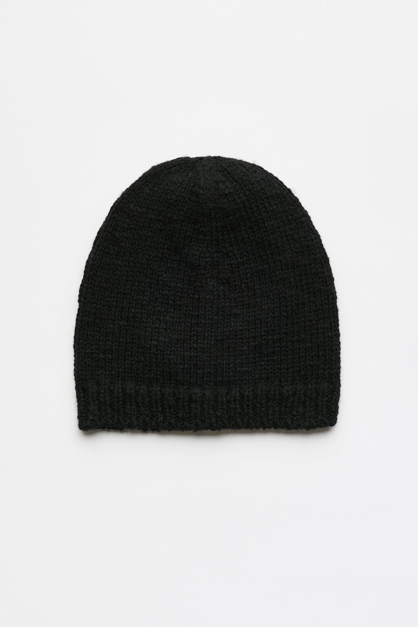 Classic Beanie Slub Twisted Black Wool - 1