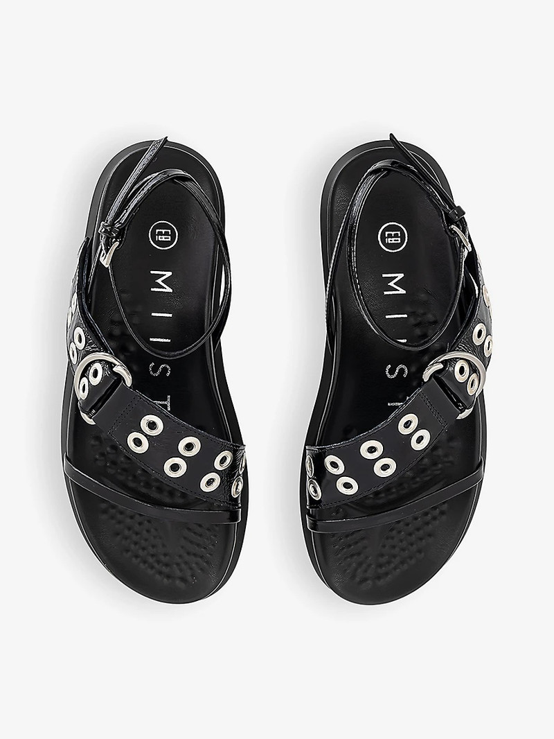 Zilda asymmetric-eyelet strap patent-leather sandals 2