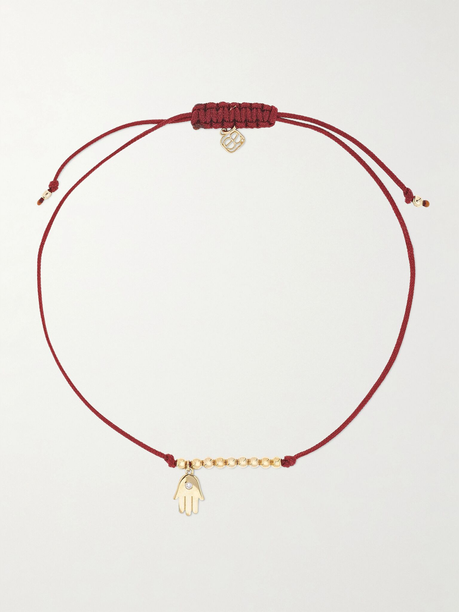 Hamsa 14-karat gold, cord and diamond bracelet Gold - 1