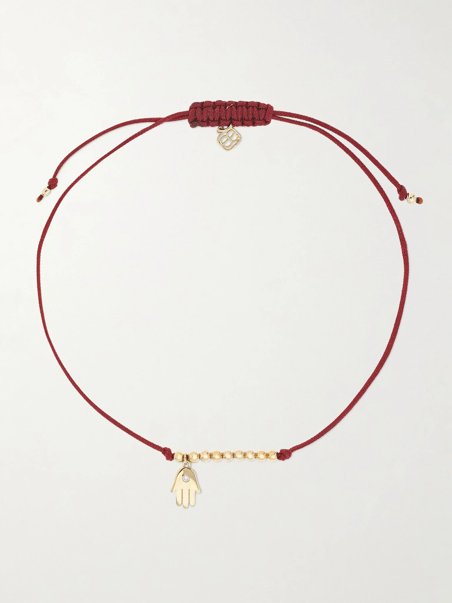 Hamsa 14-karat gold, cord and diamond bracelet Gold - 1