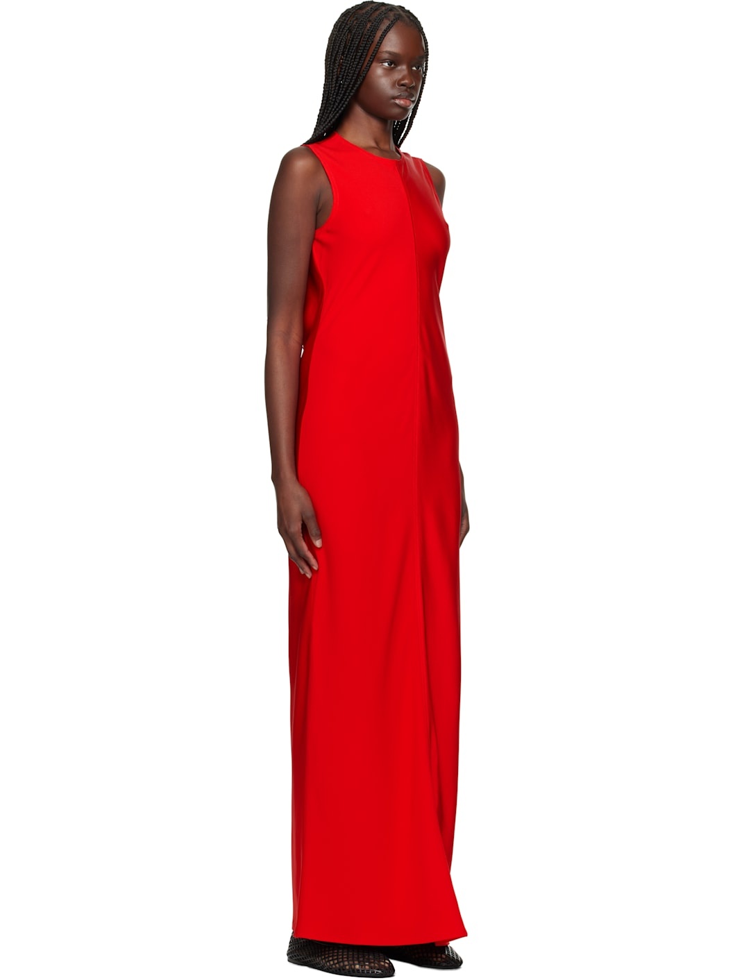 Red Straight Maxi Dress - 2