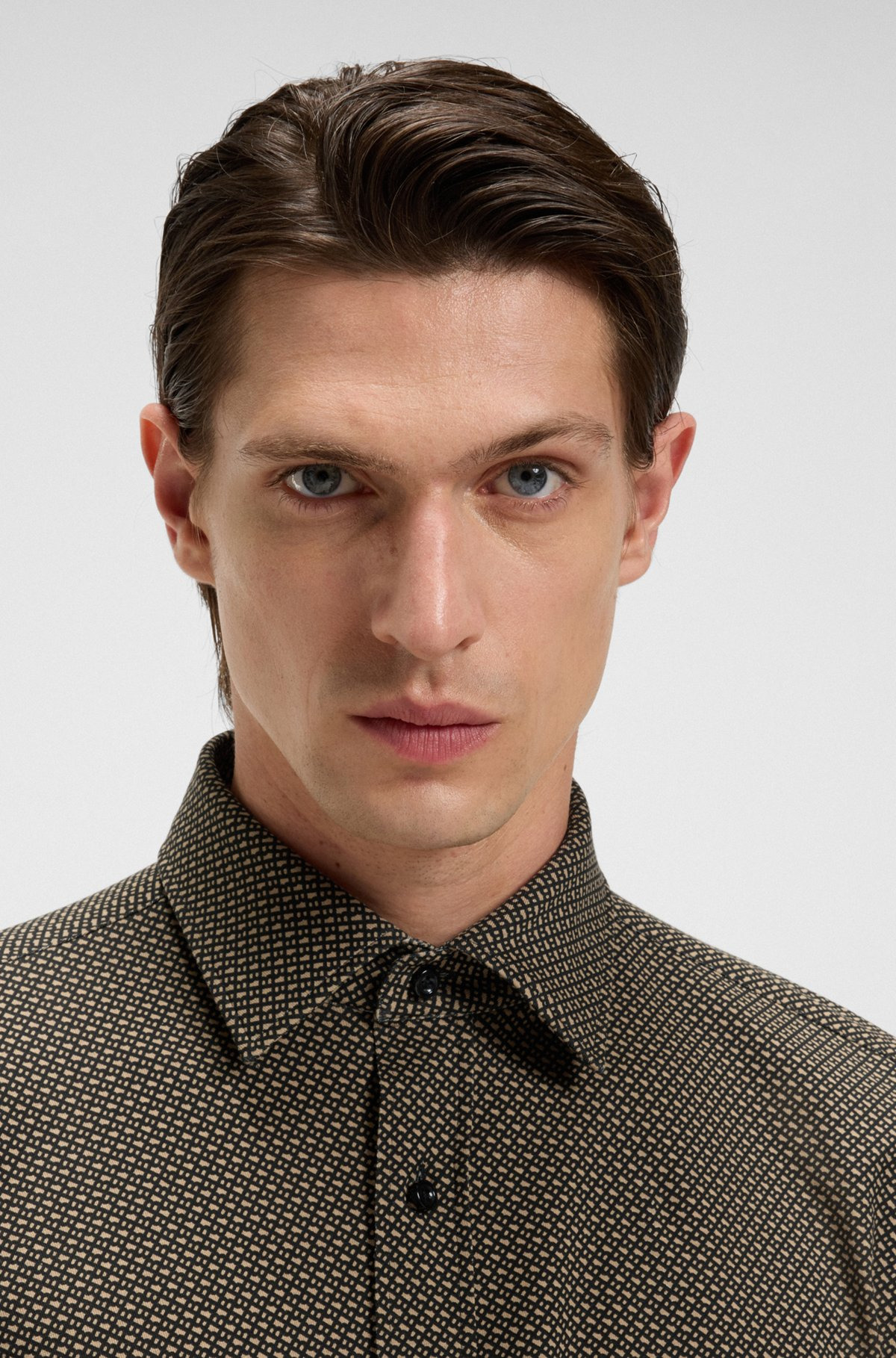 SLIM-FIT SHIRT IN COTTON WITH MONOGRAM PRINT - 3