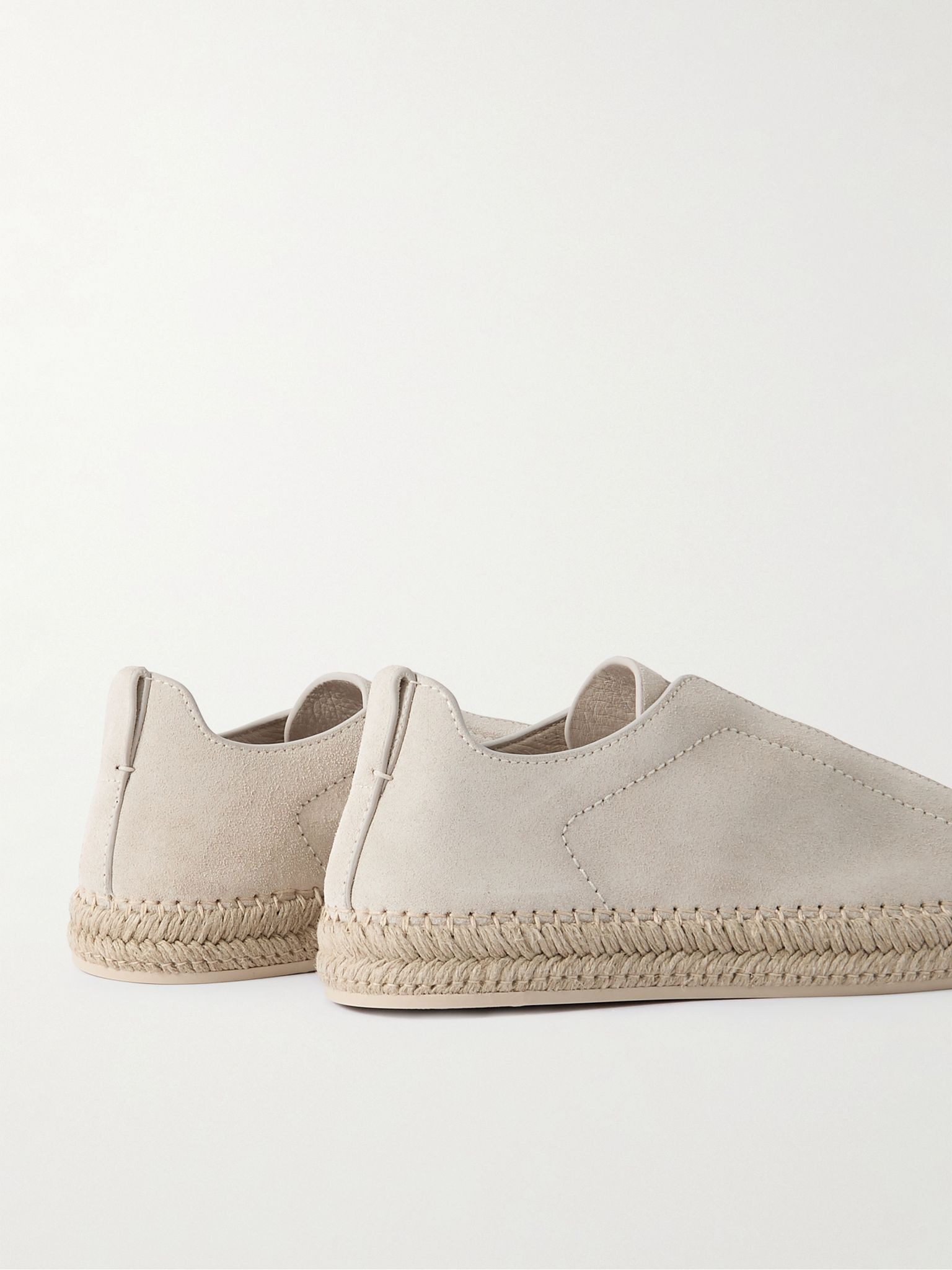Triple Stitch™ Leather-Trimmed Suede Slip-On Sneakers Off-white - 5