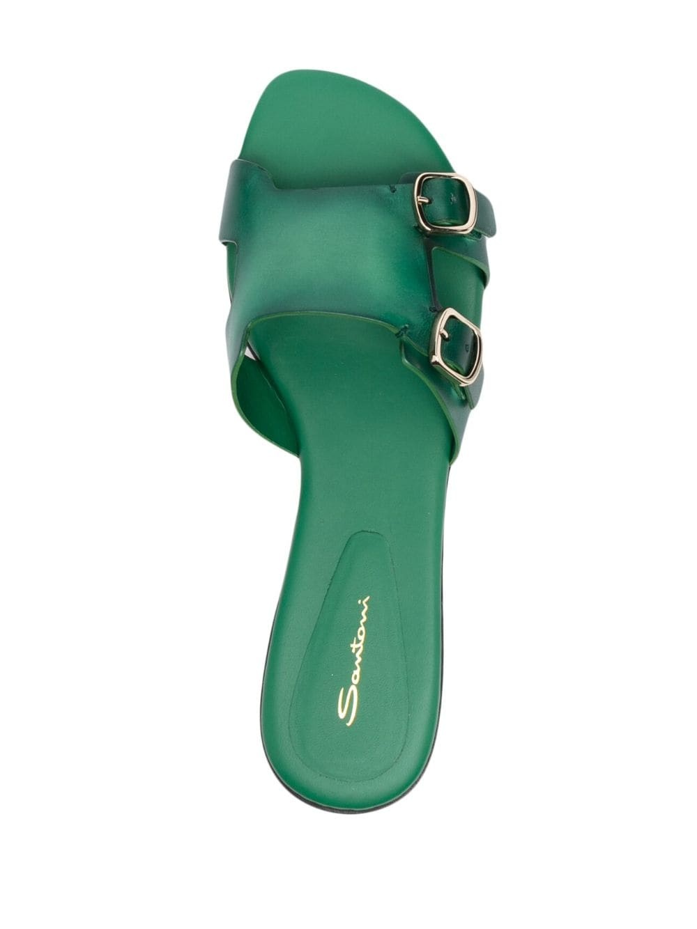 double-buckle leather slides - 4