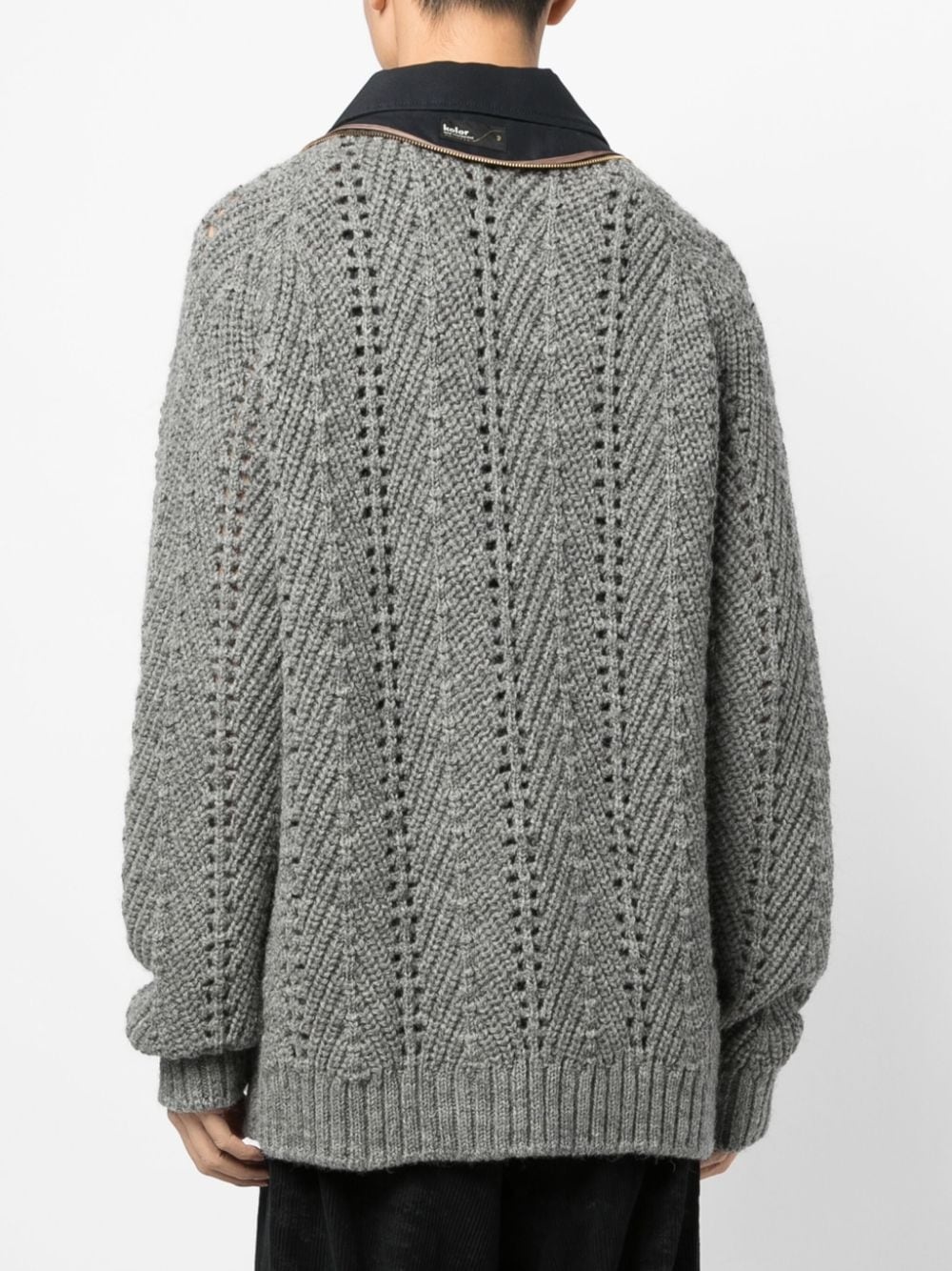 patchwork-design wool jumper - 4