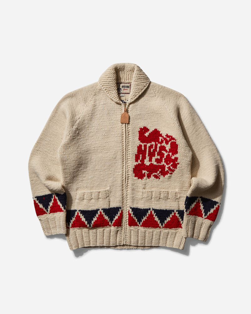 Men's Multi Woman Zip Cardigan Dirty White 1