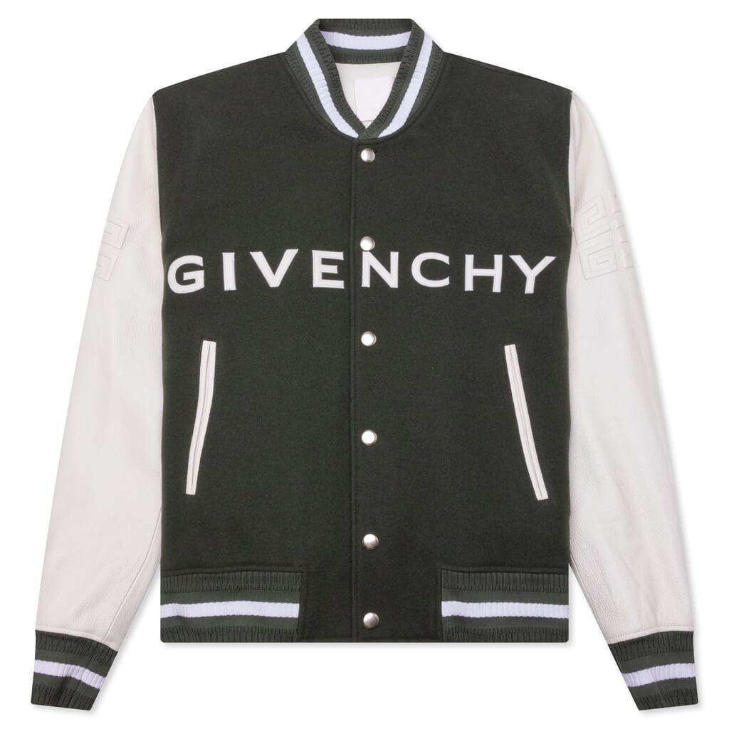 VARSITY WOOL & GRAINED LEATHER - GREYISH GREEN - 1