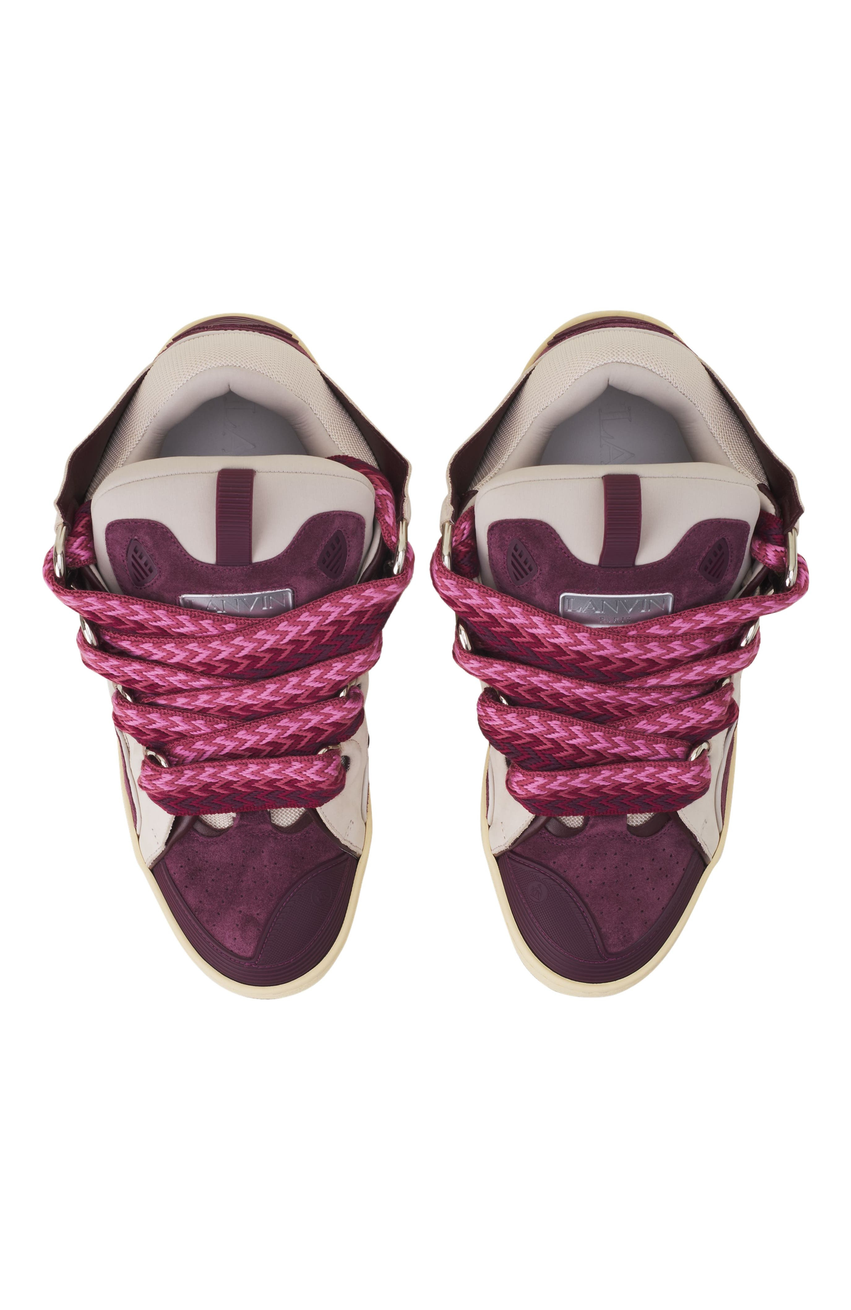 Lanvin Curb Leather Sneakers in Beige/burgundy at Nordstrom - 4