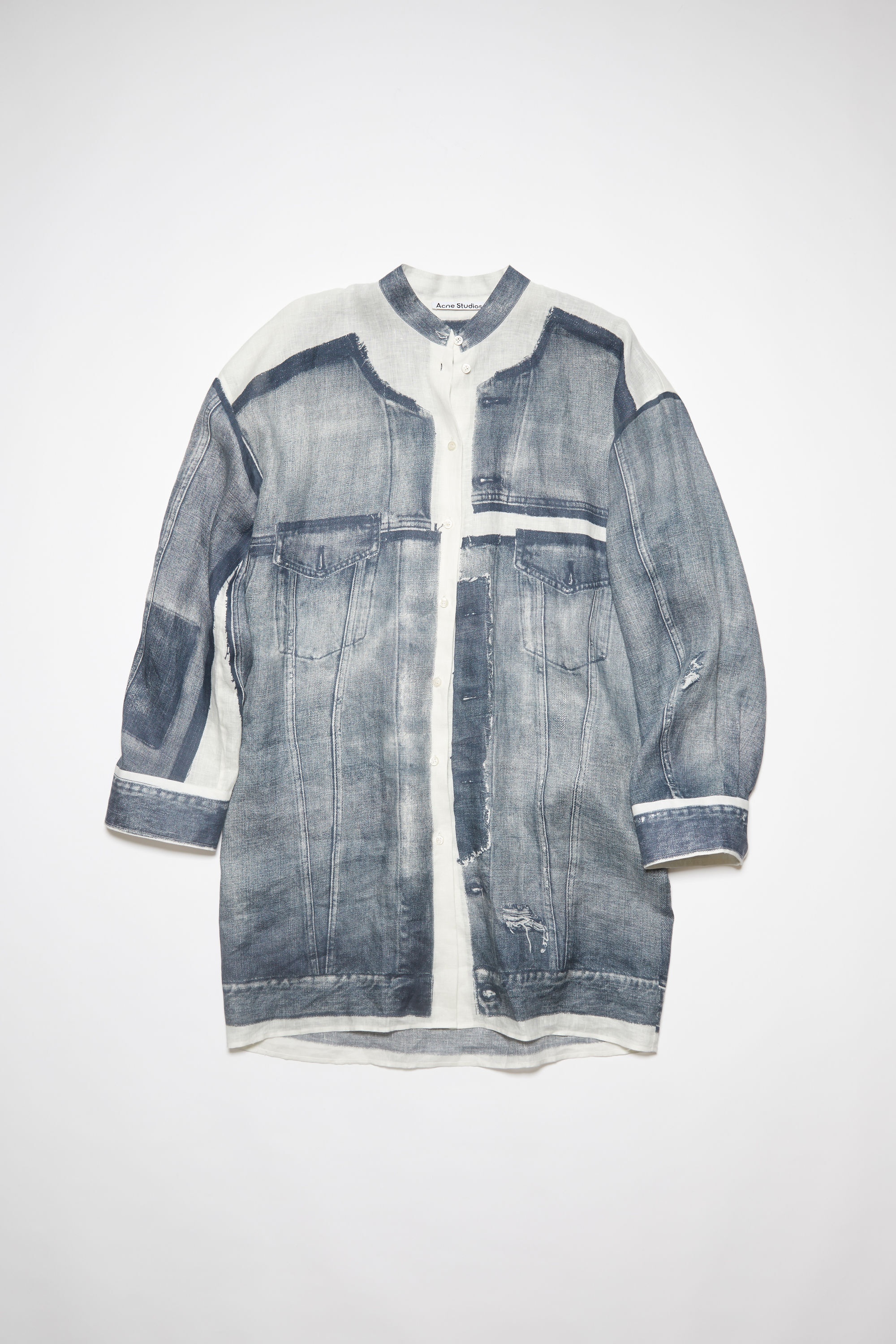 Denim print shirt dress - Denim blue - 1