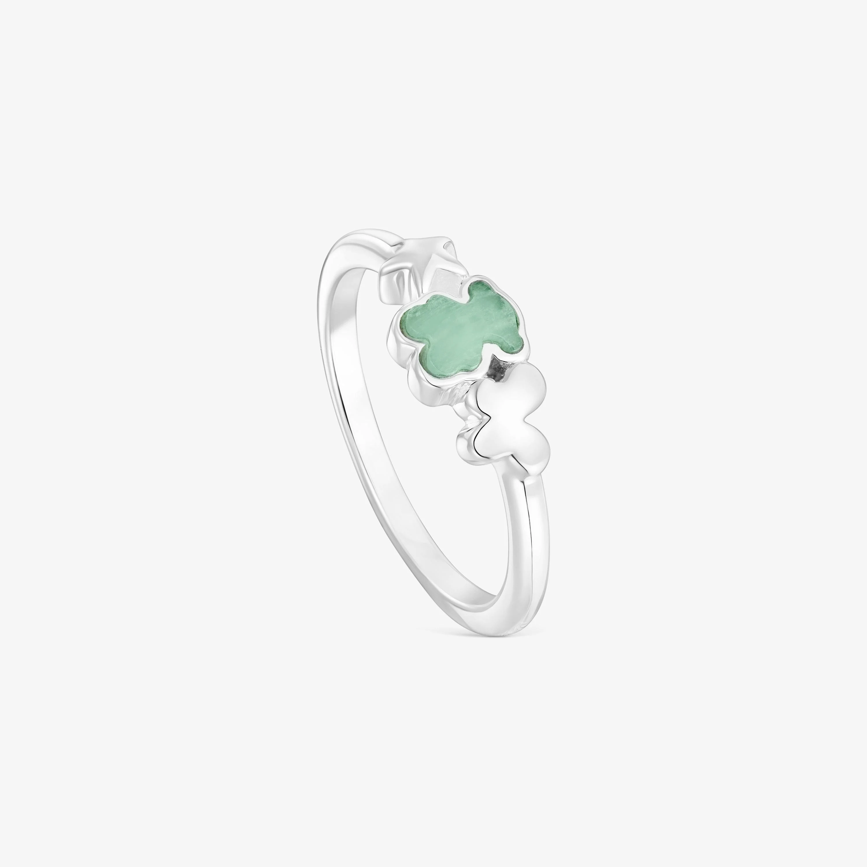 Silver Bold Motif Ring with an amazonite bear - 1