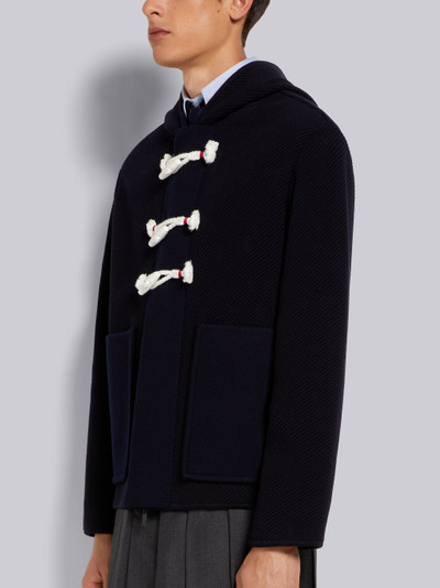 Thom Browne Navy Twill Stitch Center Back Stripe Hooded Duffle Jacket outlook