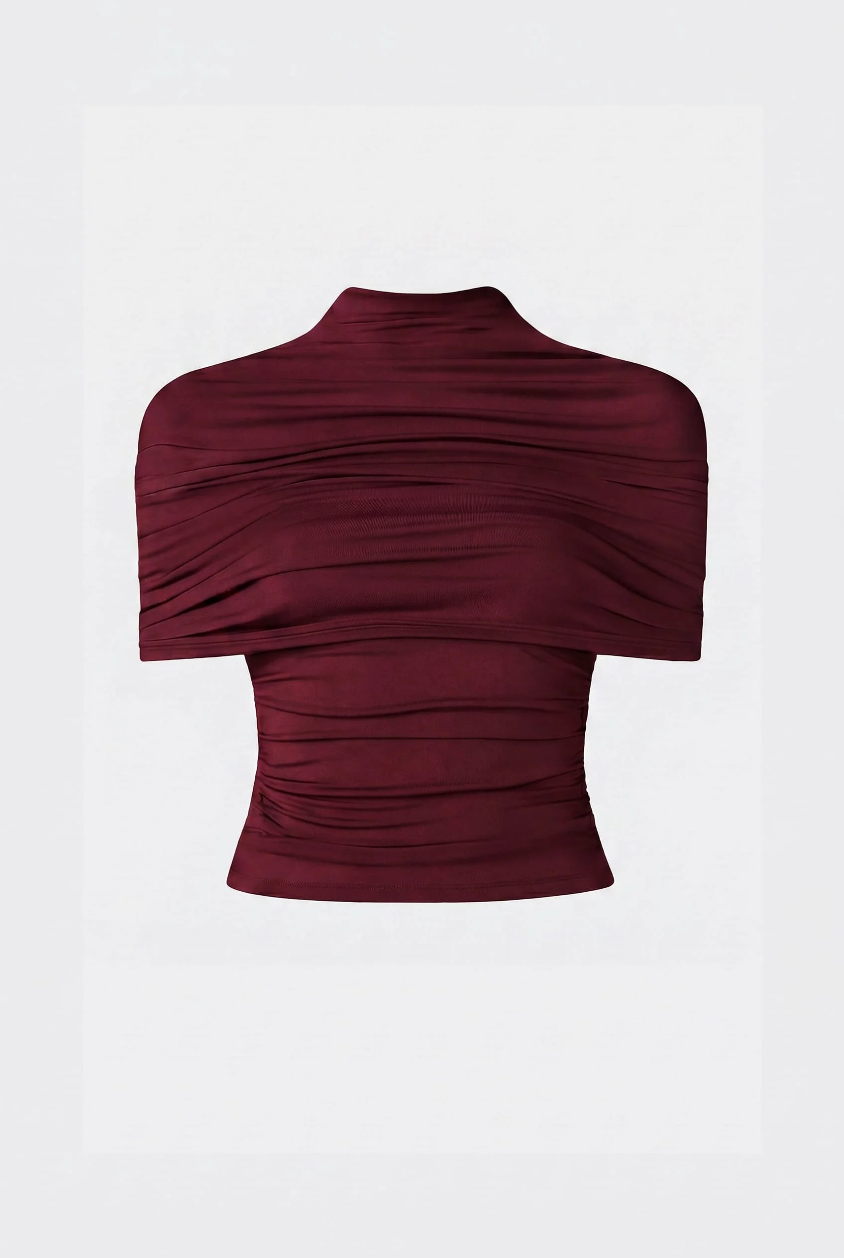 Jersey Mock Neck Ruched Top - 1