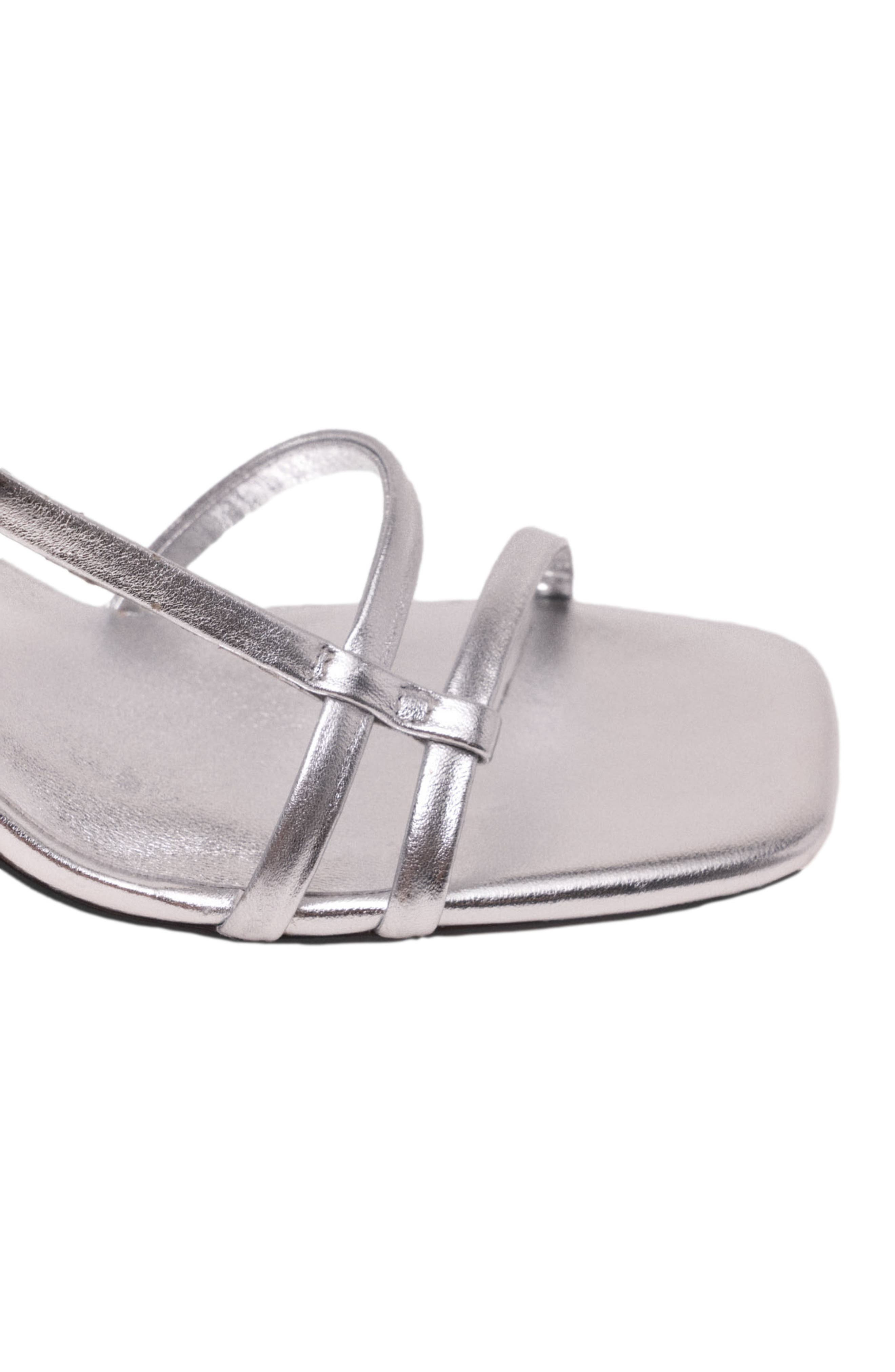 maje Metallic strappy heeled sandals in Silver at Nordstrom - 5