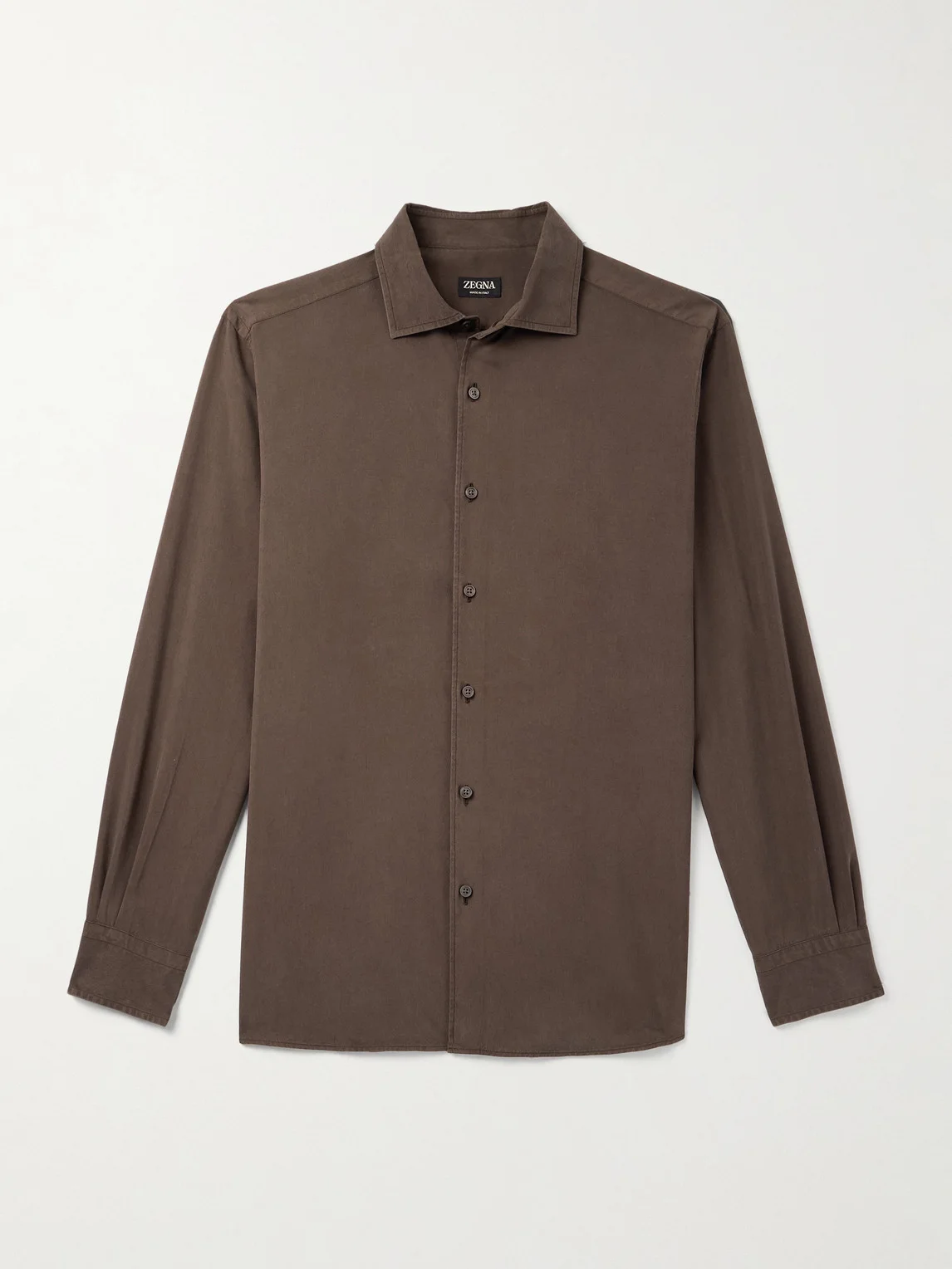 Spread-Collar Mulberry Silk Shirt - 1
