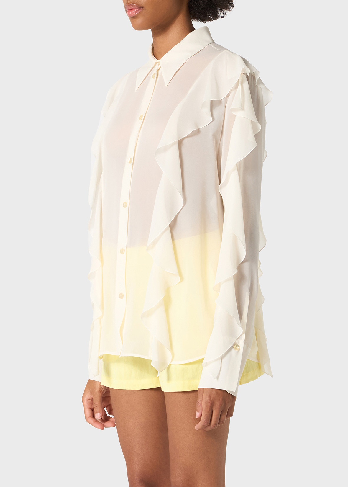 SILK SHIRT WITH RUFFLES - 5